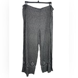 AVA & VIV Boho Pull Up wide leg pants 2X black & white